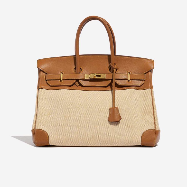 Pre-owned Hermès bag Birkin 35 Gulliver / Toile H Gold / Beige Beige, Brown Front | Sell your designer bag on Saclab.com