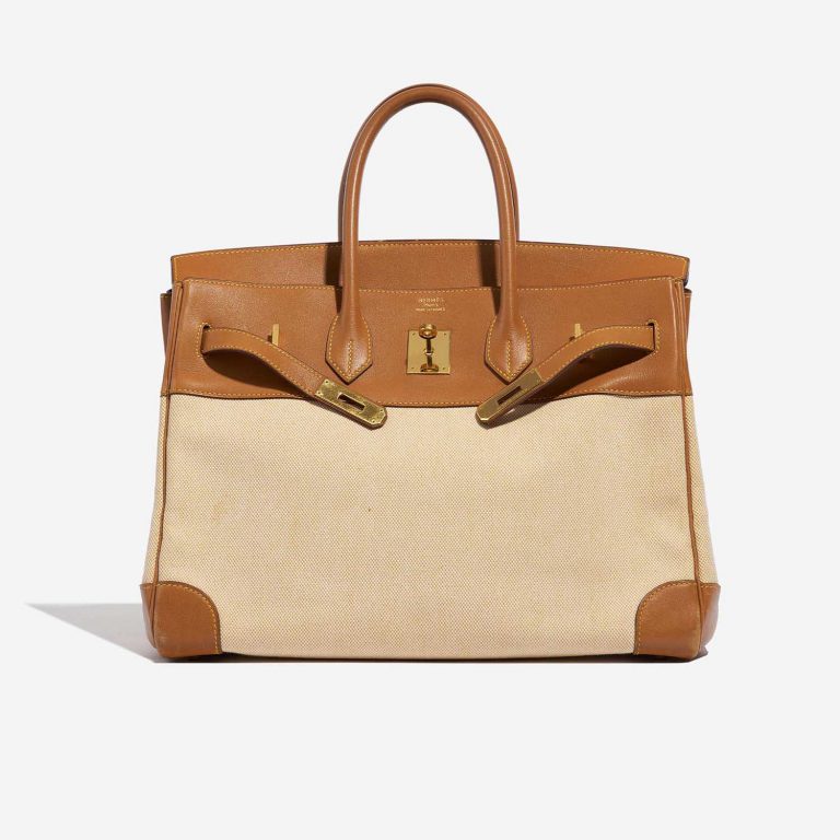 Pre-owned Hermès bag Birkin 35 Gulliver / Toile H Gold / Beige Beige, Brown Front Open | Sell your designer bag on Saclab.com