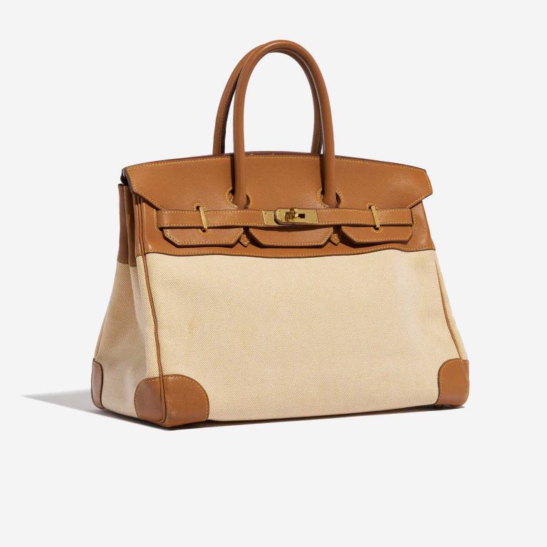 Pre-owned Hermès bag Birkin 35 Gulliver / Toile H Gold / Beige Beige, Brown Side Front | Sell your designer bag on Saclab.com