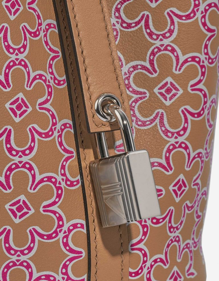 Pre-owned Hermès bag Micro Lucky Daisy Picotin 14 Swift Chai / Rose / Blanc Brown Closing System | Sell your designer bag on Saclab.com