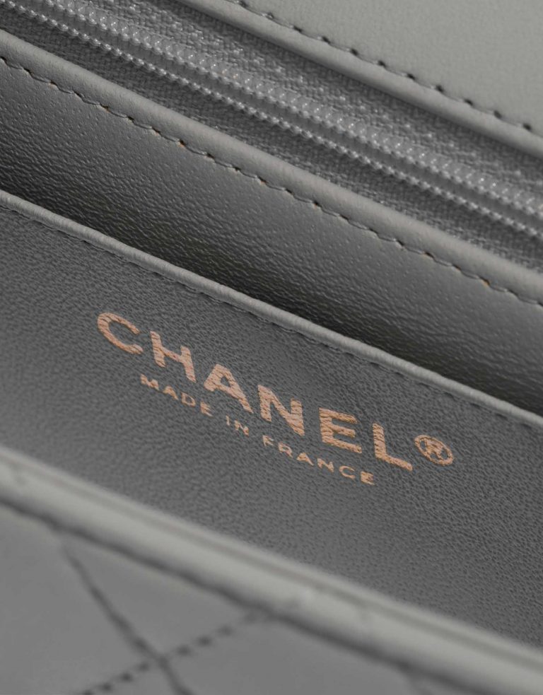 Pre-owned Chanel bag Timeless Handle Mini Rectangular Lamb Grey Grey Logo | Sell your designer bag on Saclab.com