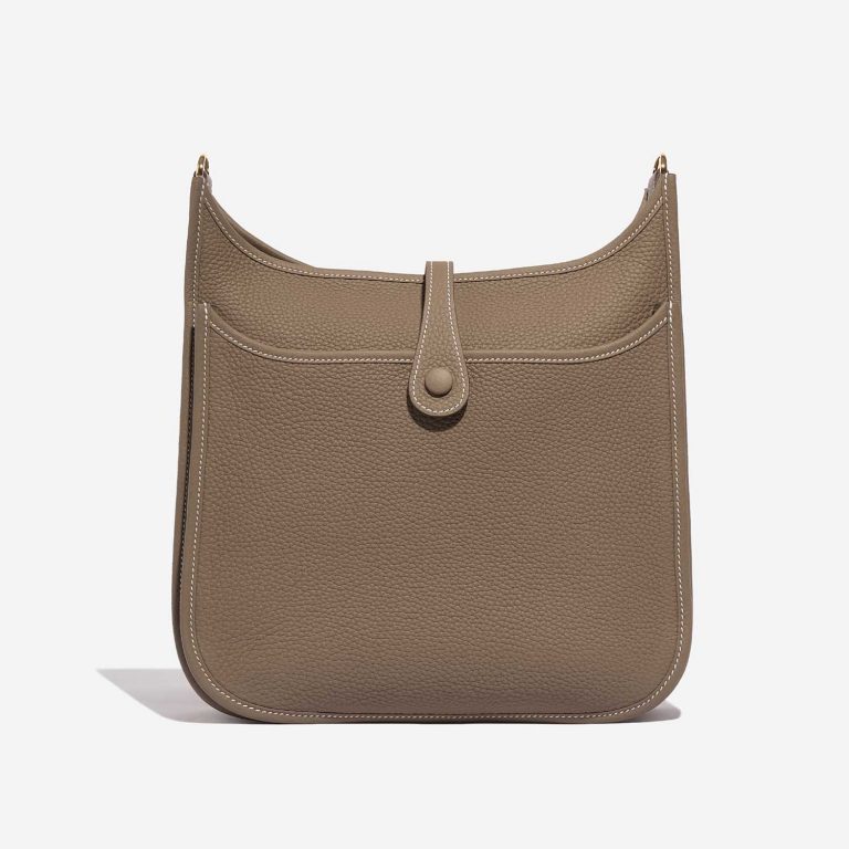 Pre-owned Hermès bag Evelyne 29 Taurillon Clemence Etoupe Brown Back | Sell your designer bag on Saclab.com