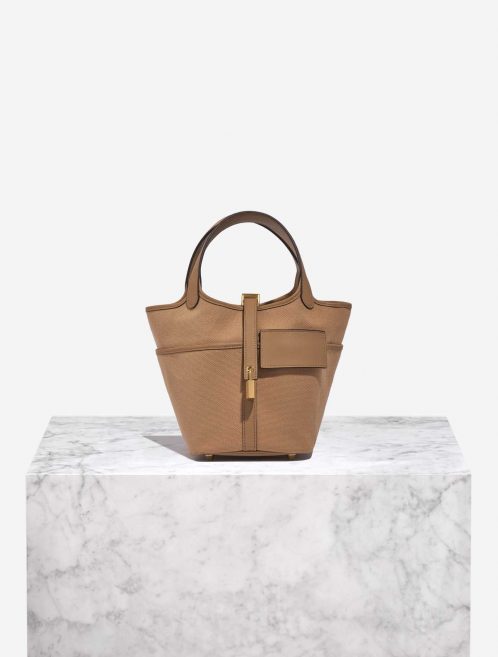 Pre-owned Hermès bag Picotin Cargo 18 Toile Goeland / Swift Chai Brown Front | Sell your designer bag on Saclab.com