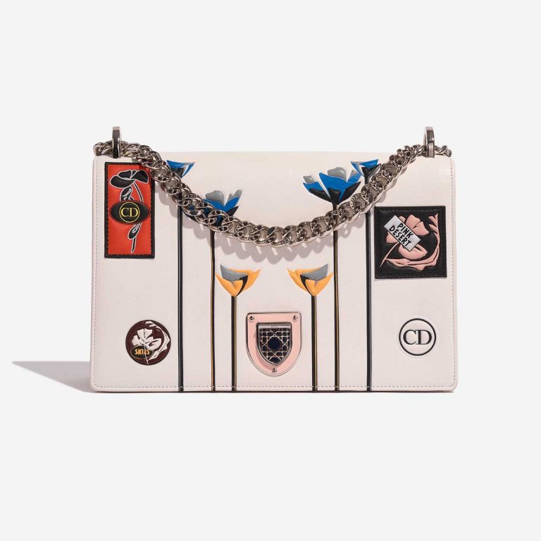 Pre-owned Dior bag Diorama Medium Calf Creme / Multicolour Multicolour, Rose Front | Sell your designer bag on Saclab.com