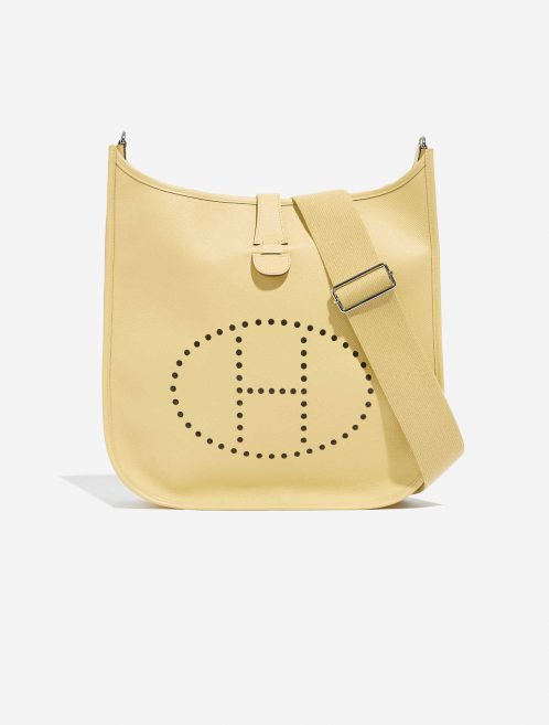 Pre-owned Hermès bag Evelyne 33 Epsom Jaune Poussin Yellow Front | Sell your designer bag on Saclab.com