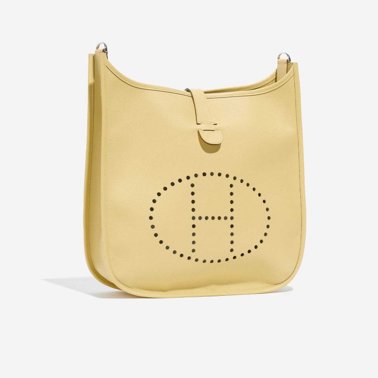 Pre-owned Hermès bag Evelyne 33 Epsom Jaune Poussin Yellow Side Front | Sell your designer bag on Saclab.com