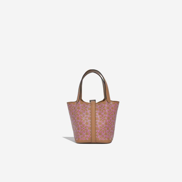 Pre-owned Hermès bag Micro Lucky Daisy Picotin 14 Swift Chai / Rose / Blanc Brown, Pink Back | Sell your designer bag on Saclab.com