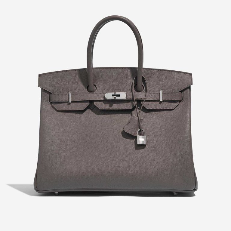 Pre-owned Hermès bag Birkin 35 Epsom Étain Grey Front | Sell your designer bag on Saclab.com