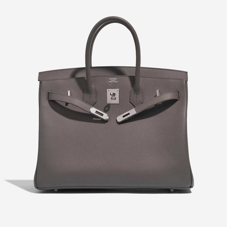 Pre-owned Hermès bag Birkin 35 Epsom Étain Grey Front Open | Sell your designer bag on Saclab.com