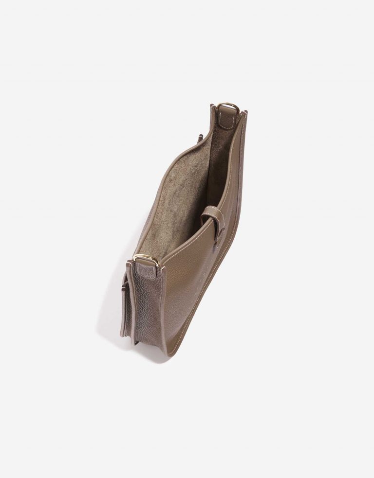 Pre-owned Hermès bag Evelyne 29 Taurillon Clemence Etoupe Brown, Grey Inside | Sell your designer bag on Saclab.com