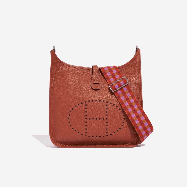 Pre-owned Hermès bag Evelyne 29 Taurillon Clemence Cuivre Orange Front | Sell your designer bag on Saclab.com