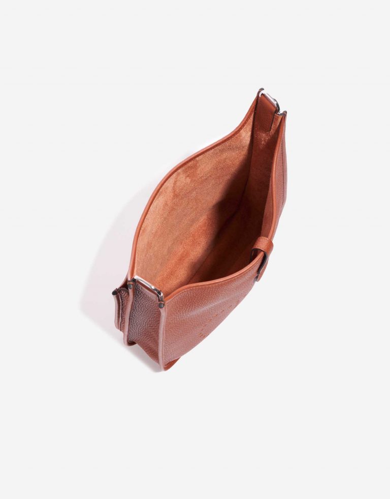 Pre-owned Hermès bag Evelyne 29 Taurillon Clemence Cuivre Orange Inside | Sell your designer bag on Saclab.com