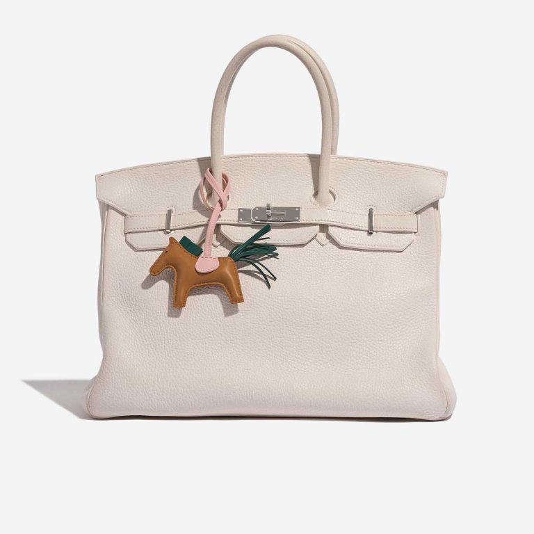 Pre-owned Hermès bag Rodeo MM Milo Sesame / Rose Sakura / Malachite Brown, Multicolour Detail | Sell your designer bag on Saclab.com