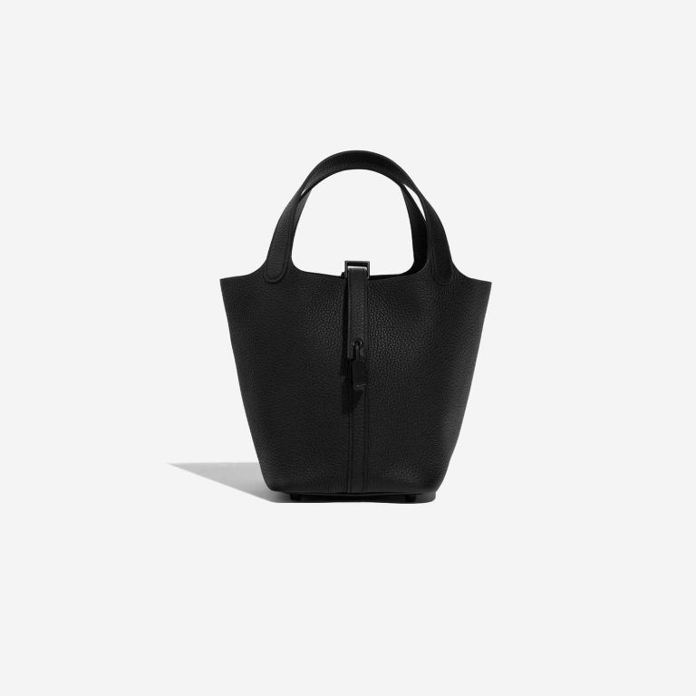 Pre-owned Hermès bag Picotin 18 Taurillon Clemence Black Black Front | Sell your designer bag on Saclab.com