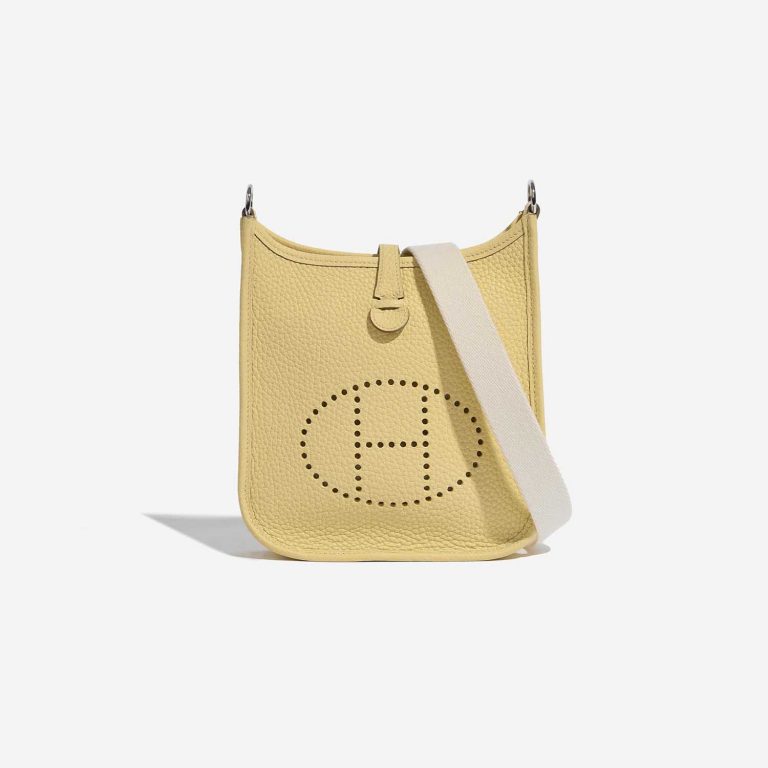 Pre-owned Hermès bag Evelyne 16 Taurillon Clemence Jaune Poussin Yellow Front | Sell your designer bag on Saclab.com