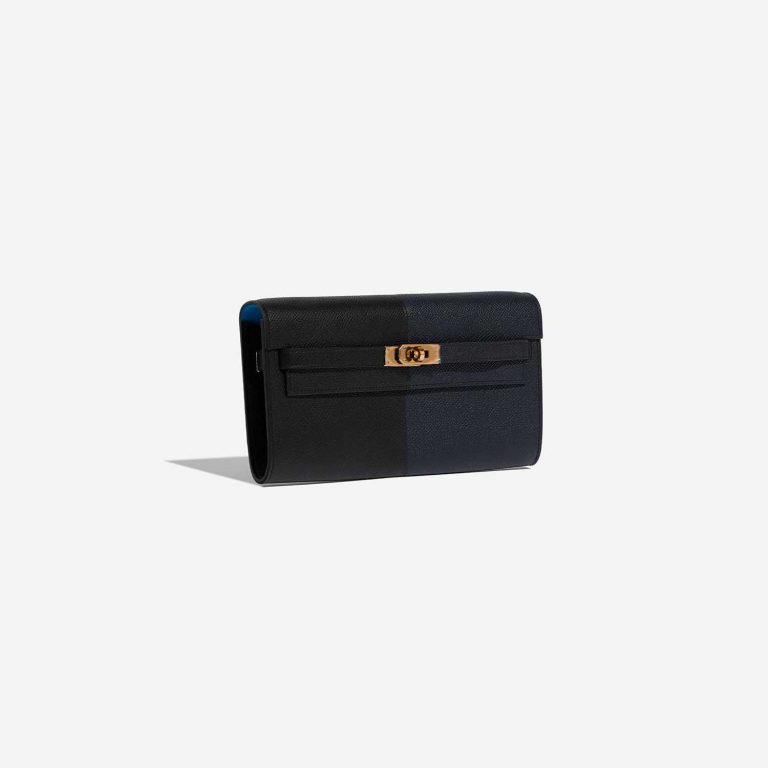 Pre-owned Hermès bag Kelly ToGo Black-BleuIndigo-BleuFrida Side Front | Sell your designer bag on Saclab.com