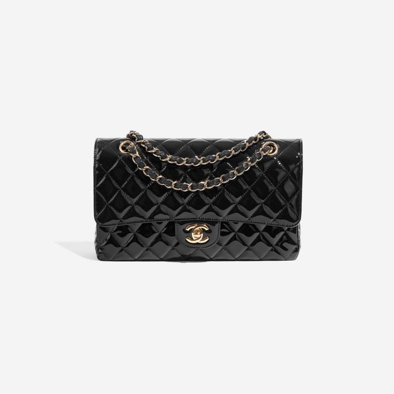 Pre-owned Chanel bag Timeless Medium Patent Leather Black Black Front | Sell your designer bag on Saclab.com