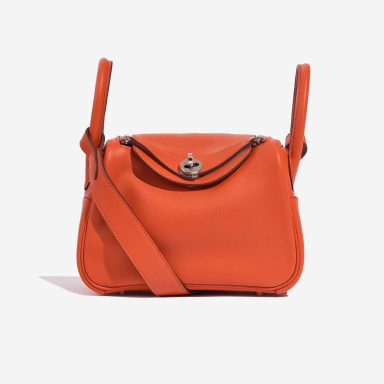Pre-owned Hermès bag Lindy 20 Mini Swift Terre Battue / Capucine Orange Front | Sell your designer bag on Saclab.com