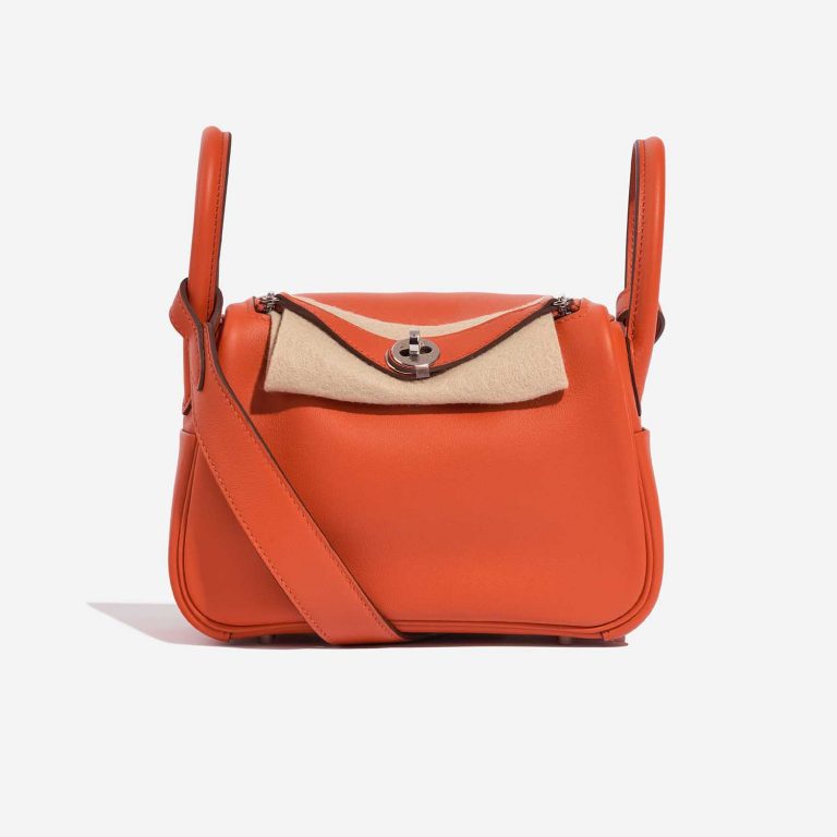 Pre-owned Hermès bag Lindy 20 Mini Swift Terre Battue / Capucine Orange Front Velt | Sell your designer bag on Saclab.com