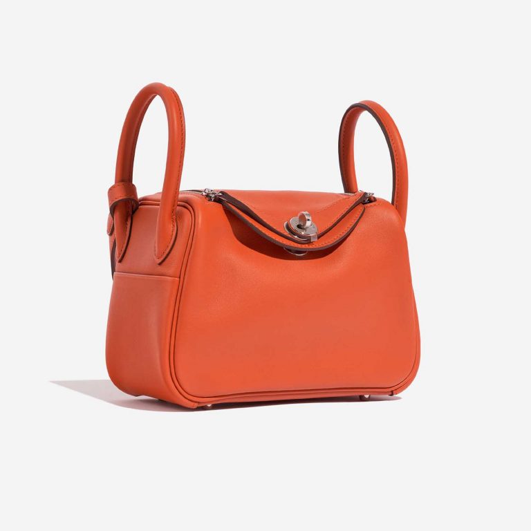 Pre-owned Hermès bag Lindy 20 Mini Swift Terre Battue / Capucine Orange Side Front | Sell your designer bag on Saclab.com