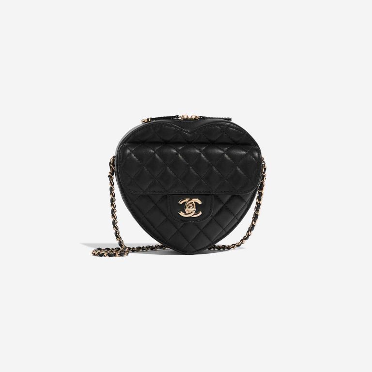 Pre-owned Chanel bag TimelessHeart Medium Black Front | Sell your designer bag on Saclab.com