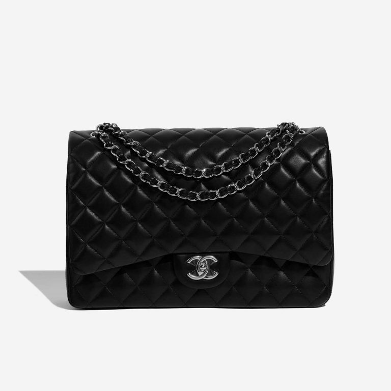 Pre-owned Chanel bag Timeless Maxi Black Front | Sell your designer bag on Saclab.com