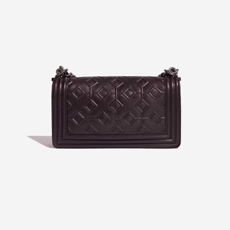 Pre-owned Chanel bag Boy Old Medium Calf Aubergine Violet Back | Sell your designer bag on Saclab.com