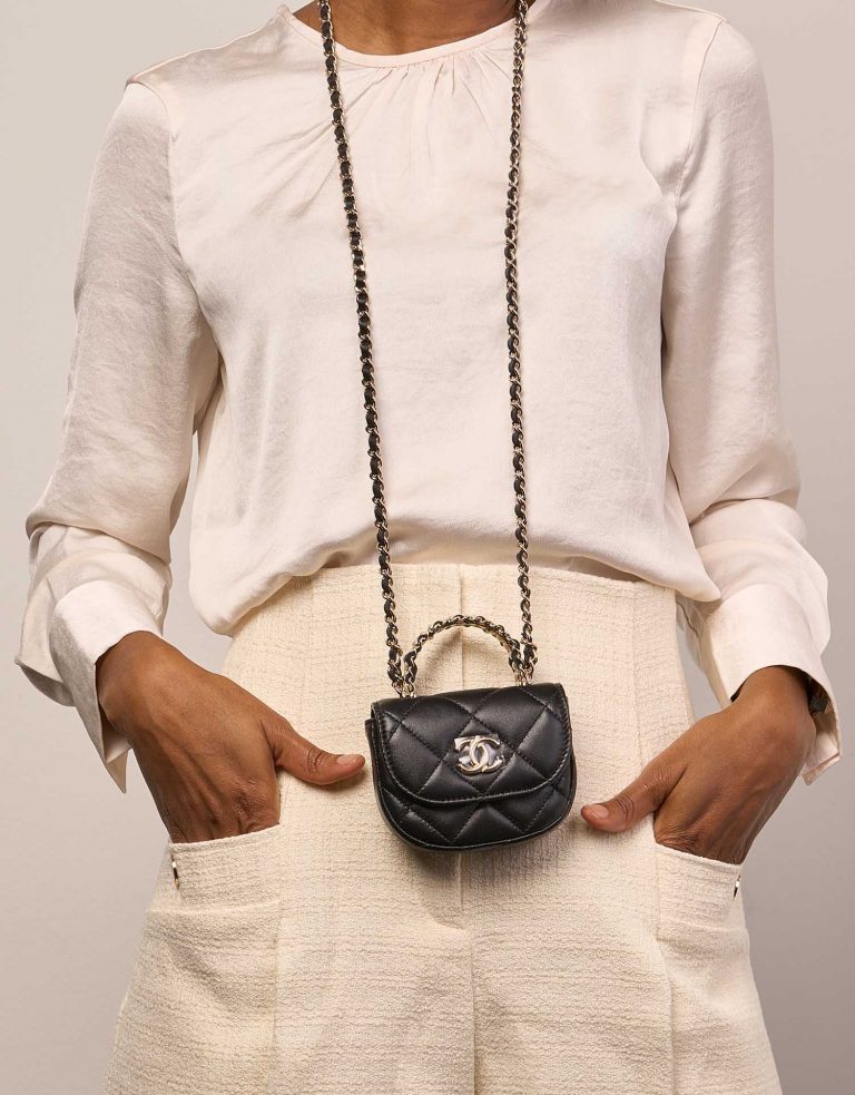 Pre-owned Chanel bag Timeless Micro Handle Lamb Black Black | Sell your designer bag on Saclab.com