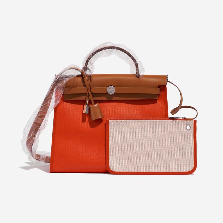 Hermès Herbag 31 OrangeMécano-Fauve-Ecru Front  | Sell your designer bag on Saclab.com