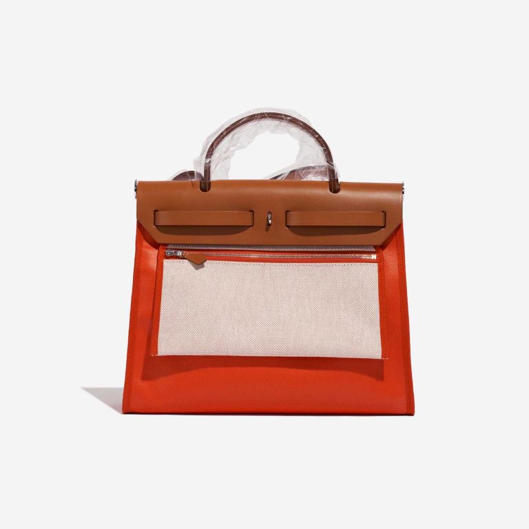 Hermès Herbag 31 OrangeMécano-Fauve-Ecru Back  | Sell your designer bag on Saclab.com