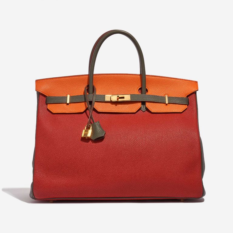 Hermès Birkin 40 OrangeH-Olive-Vermillon Front  | Sell your designer bag on Saclab.com