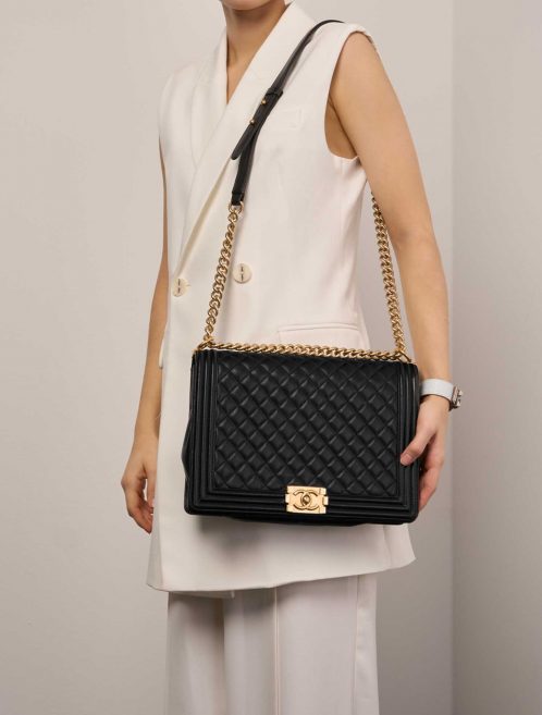 Chanel Boy Large Lamb Black on Model | Sell your designer bag