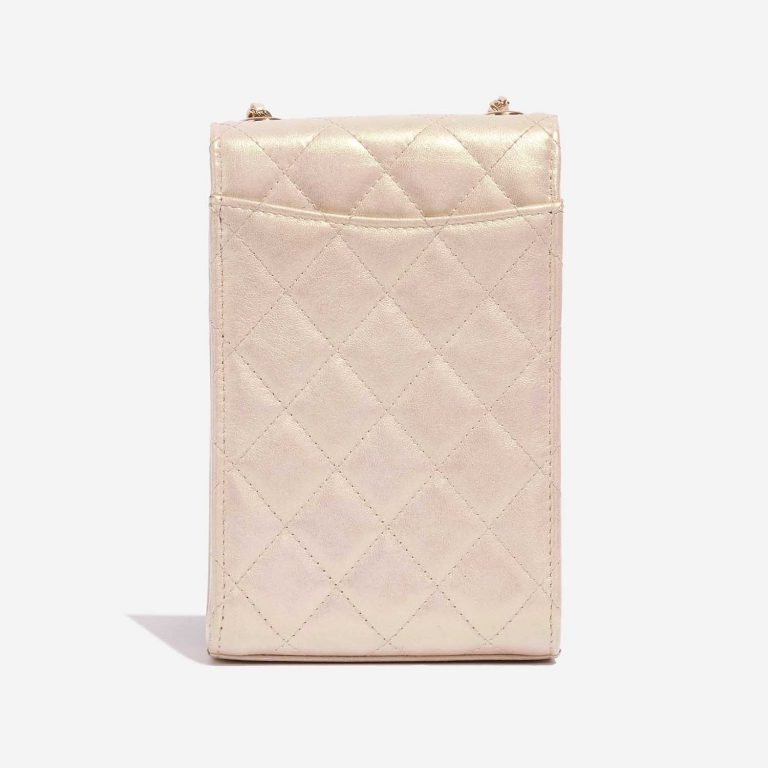 Chanel Timeless PhoneHolder MetallicPearlWhite Back  | Sell your designer bag on Saclab.com