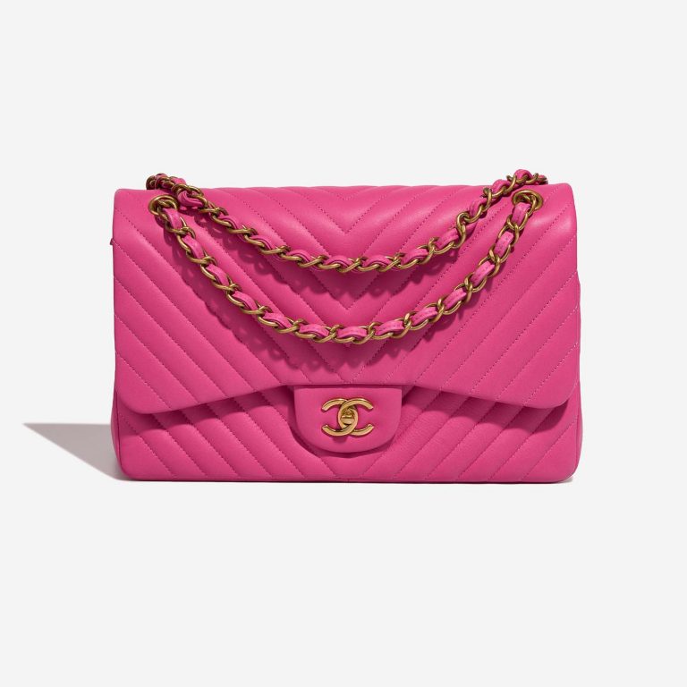 Pre-owned Chanel bag Timeless Chevron Jumbo Lamb Hot Pink Pink | Sell your designer bag on Saclab.com