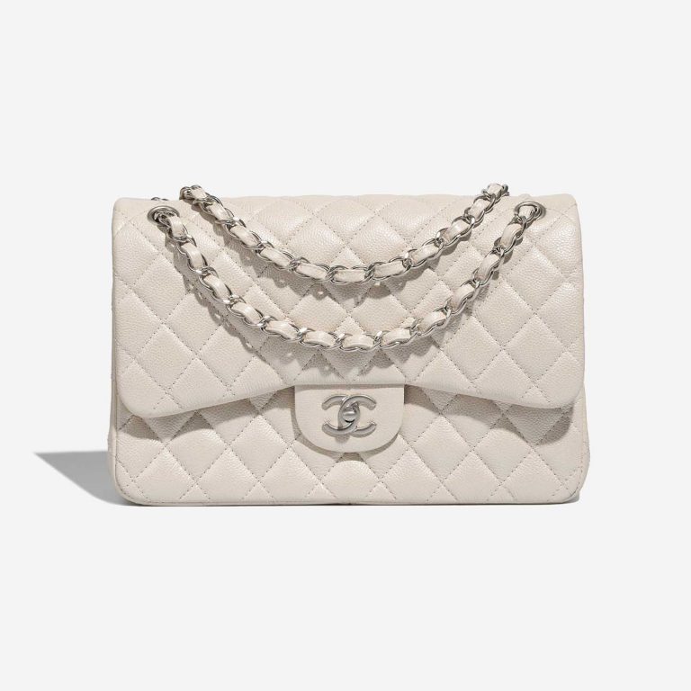 Pre-owned Chanel bag Timeless Jumbo Caviar Pearl White White | Sell your designer bag on Saclab.com