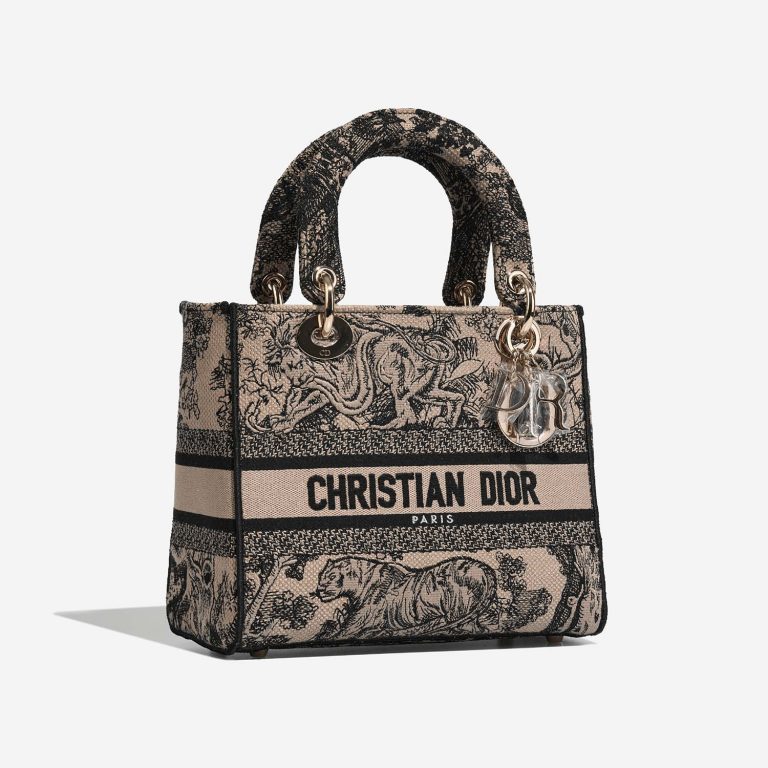 Dior Lady Medium Beige-Black Side Front  | Sell your designer bag on Saclab.com