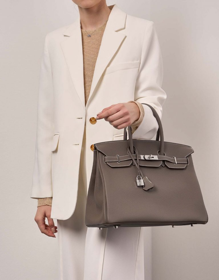Hermès Birkin 35 Etoupe Sizes Worn | Sell your designer bag on Saclab.com