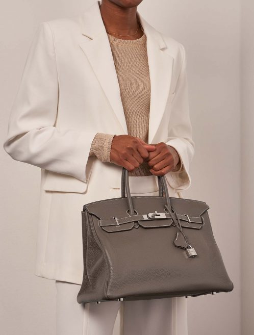 Hermès Birkin 35 Etoupe Sizes Worn | Sell your designer bag on Saclab.com