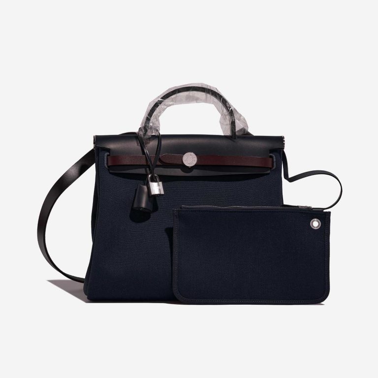 Hermès Herbag 31 BleuMarine-BleuIndigo-Black-RougeSellier Front  | Sell your designer bag on Saclab.com
