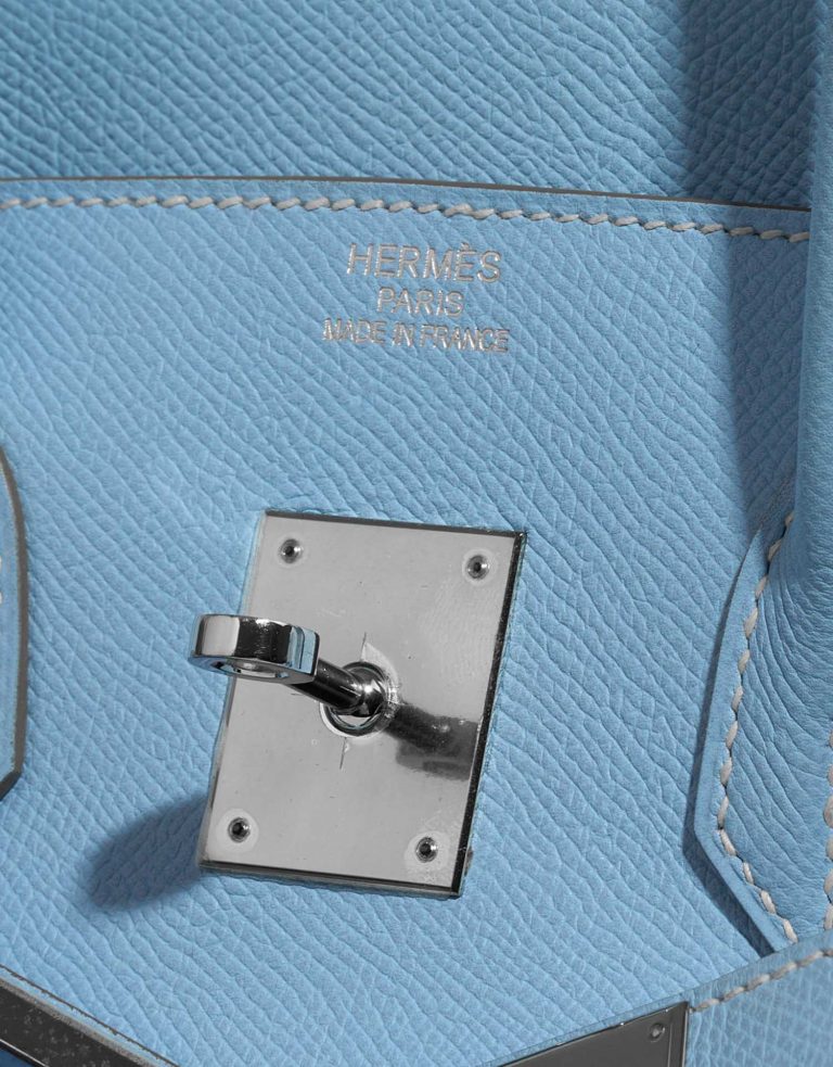 Hermès Birkin 35 Celeste-Mykonos Logo  | Sell your designer bag on Saclab.com