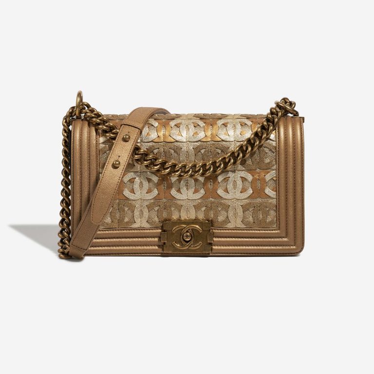 Chanel Boy OldMedium Gold-Bronze-Champagne Front  | Sell your designer bag on Saclab.com