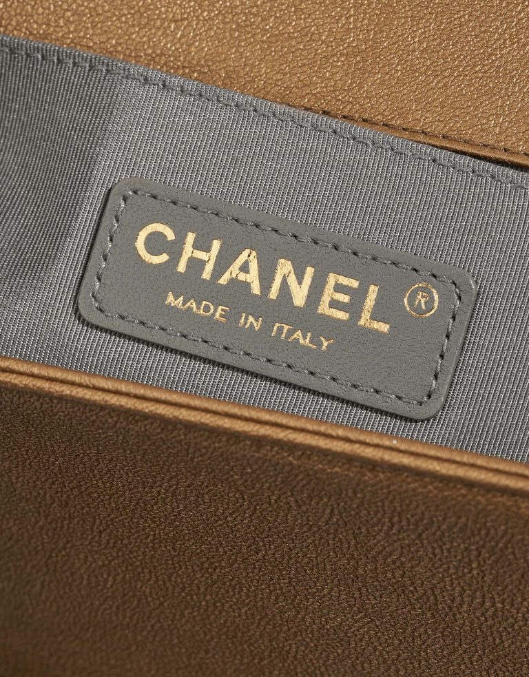 Chanel Boy OldMedium Gold-Bronze-Champagne Logo  | Sell your designer bag on Saclab.com