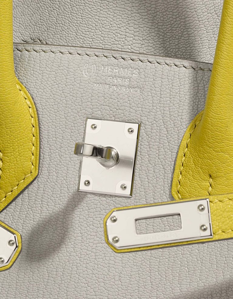 Hermès BirkinHSS 25 GrisPerle-JaunedeNaples Logo  | Sell your designer bag on Saclab.com