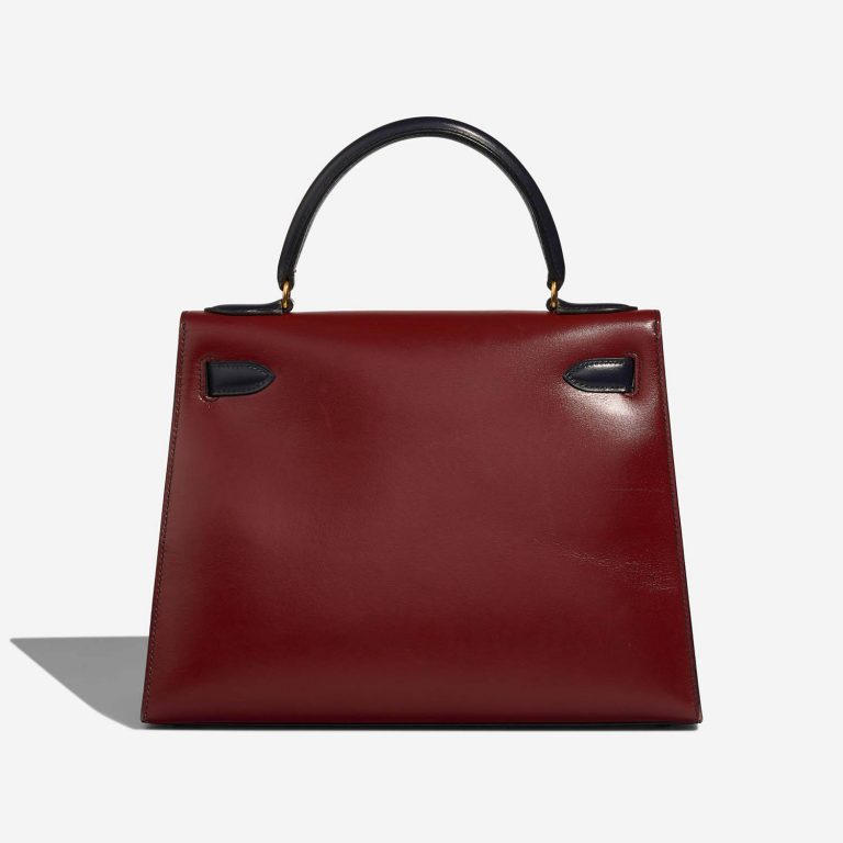 Hermès Kelly 28 VertFonce-RougeH-Indigo Back  | Sell your designer bag on Saclab.com