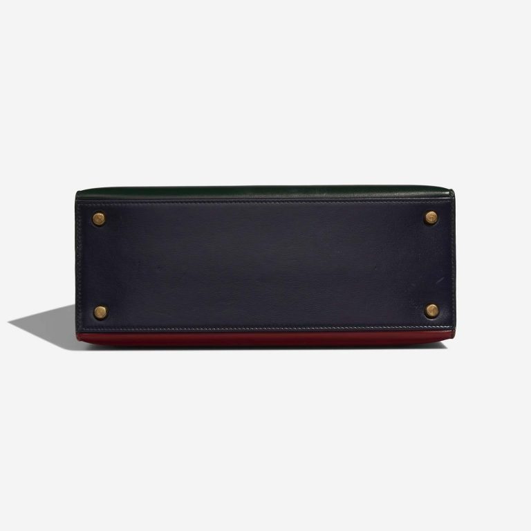 Hermès Kelly 28 VertFonce-RougeH-Indigo Bottom  | Sell your designer bag on Saclab.com
