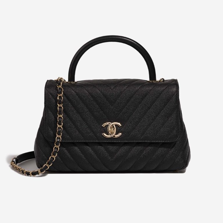 Chanel TimelessHandle Medium Black Front  | Sell your designer bag on Saclab.com