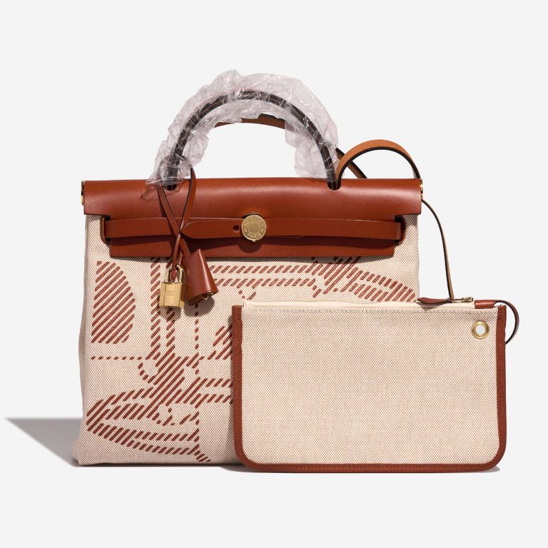 Hermès Herbag 31 Cuivre-Ecru-Beige Front  | Sell your designer bag on Saclab.com
