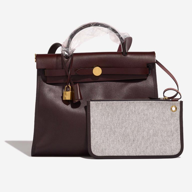 Hermès Herbag 31 cassis-ecru-noir-rougesellier Front  | Sell your designer bag on Saclab.com