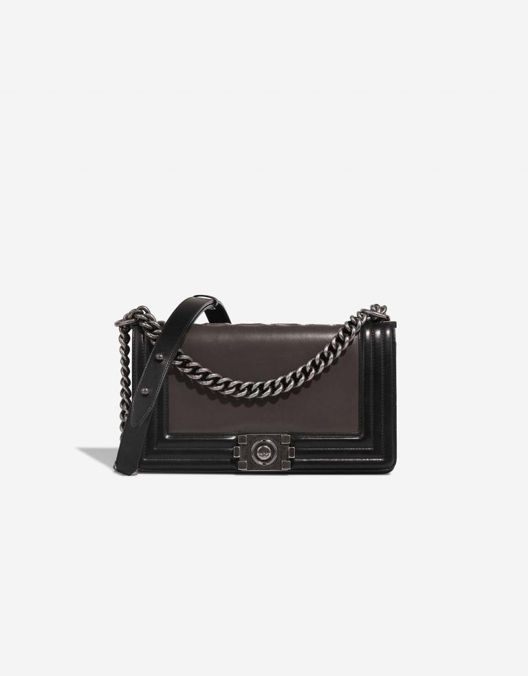 Chanel Boy OldMedium Black-Grey Front  | Sell your designer bag on Saclab.com