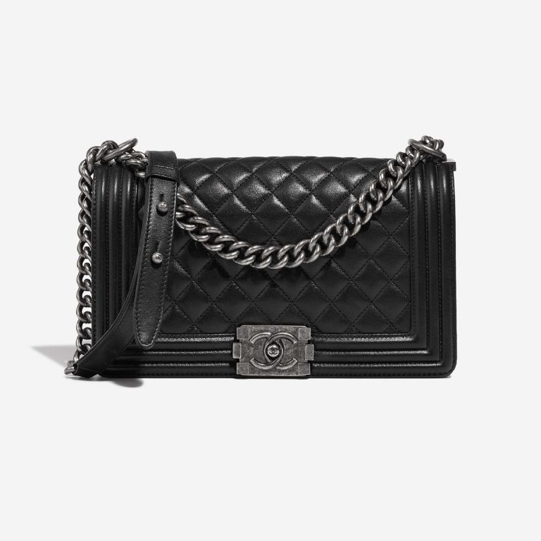 Chanel Boy OldMedium Black Front  S | Sell your designer bag on Saclab.com